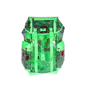 Gucci Neon Green Leather & Flora PVC Backpack